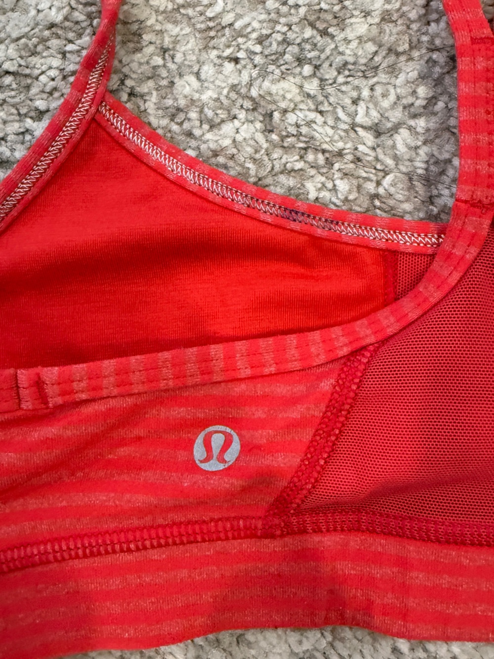 Lululemon Flow Y Bra Striped Coral Red Scoop-Neck Bralette - Picture 5 of 6